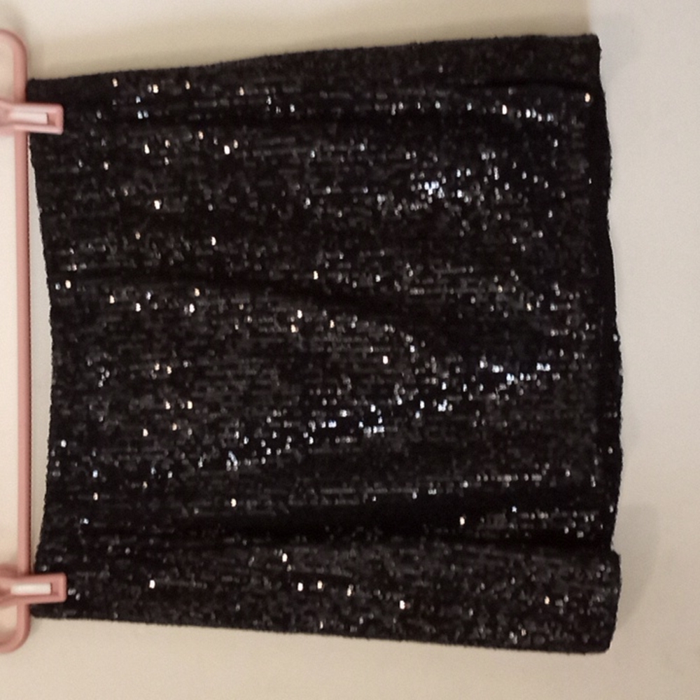 Art Class Skirt Girl Black Sequin Split Left   Side Elastic Waist Size XXL 18/20